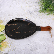 Блюдо керамическое для сервировки "Прометей" 25*23см, черный мрамор