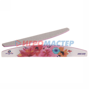 Пилка для ногтей наждачная в пакете "Professional - Flowers" абр. 100/100, полумесяц, цвет в ассортим., 17,8*2,8*0.04см