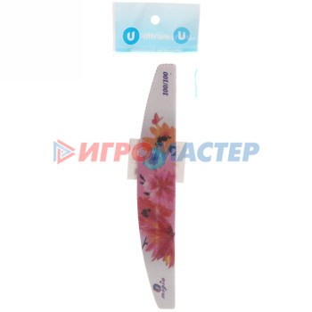 Пилка для ногтей наждачная в пакете "Professional - Flowers" абр. 100/100, полумесяц, цвет в ассортим., 17,8*2,8*0.04см