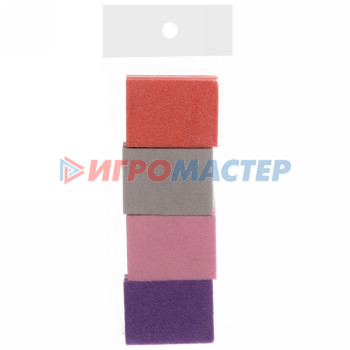 Шлифовка-бафик для ногтей в пакете 4шт "Professional Nail", микс цветов, 4*3см