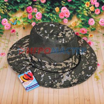Шляпа мужская с клепками и сеткой "Tourist", микс 5 цвтов, 58р, ширина полей 7,5см