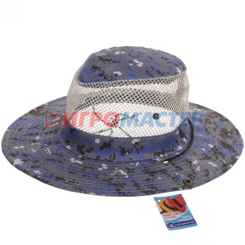 Шляпа мужская с клепками и сеткой "Tourist", микс 5 цвтов, 58р, ширина полей 7,5см