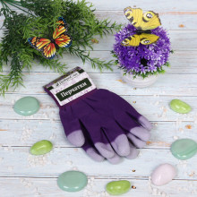 Перчатки нейлоновые "Аурэль" с покрытием облив пальцев, фиолетовые 8 р-р ДоброСад