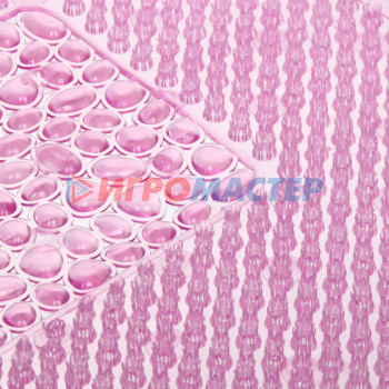 Коврик в ванну Селфи 67х40 ПВХ Травка розовый