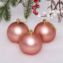 Новогодние шары 8 см (набор 3 шт) "Матовый", розовое золото