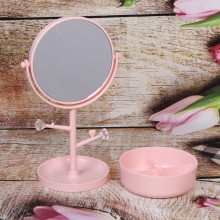 Зеркало настольное с органайзером для косметики "Beauty - Look", цвет розовый, 33*14.5см