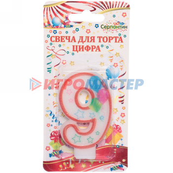 Свеча для торта Цифра Воздушные шары "9" 6 см