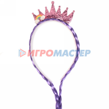 Ободок карнавальный с косами "Королева цветов" 46 см, микс