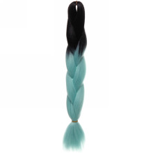 Цветная коса канекалон "Необыкновенная" 100г, 55 см, чёрный/голубой