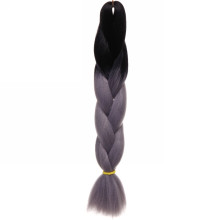 Цветная коса канекалон "Необыкновенная" 100г, 55 см, чёрный/пепельный