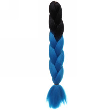 Цветная коса канекалон "Необыкновенная" 100г, 55 см, чёрный/синий