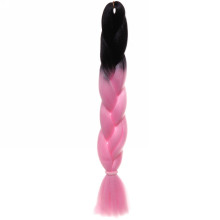 Цветная коса канекалон "Необыкновенная" 100г, 55 см, чёрный/розовый