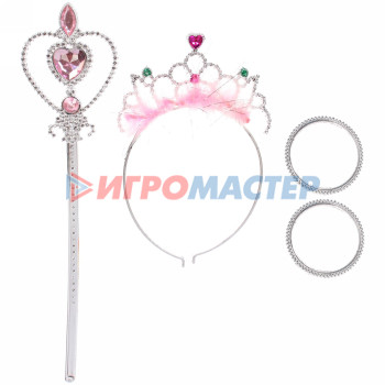 Набор карнавальный "Снежная принцесса" (ободок, палочка, браслет), микс цветов