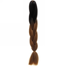 Цветная коса канекалон "Необыкновенная" 100г, 55 см, чёрный/каштан