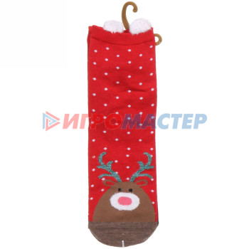 Носки женские "Новогодние забавы", микс 4 цвета, р-р 36-39 (крючок, пакет, стикер)