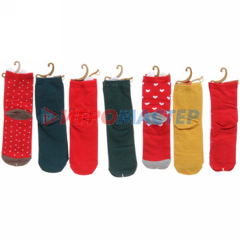 Носки женские "Новогодние забавы", микс 4 цвета, р-р 36-39 (крючок, пакет, стикер)