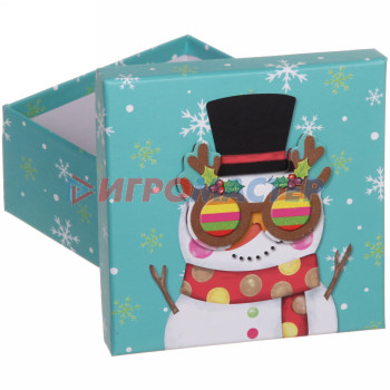 Коробка подарочная "Крутой снеговик" 15.5*15.5*7.5 см