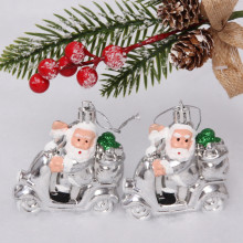Ёлочная игрушка "Дед Мороз в машине" (2 шт) 7,1*2,7*7,8 см, серебро