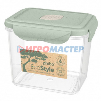Контейнеры для хранения продуктов, посуда пластиковая Контейнер для продуктов с клапаном 0,9л "ECO STYLE" зеленый флэк