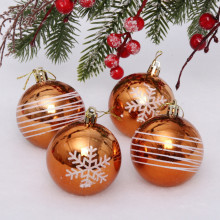 Новогодние шары 6 см (набор 4 шт) "Снежные нити", оранжевый/белый