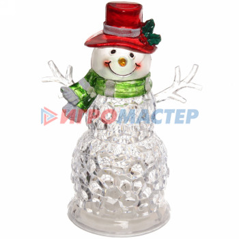 Сувенир с подсветкой "Хрустальный снеговик" 24*17,8 см