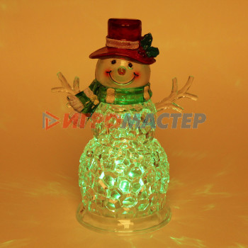 Сувенир с подсветкой "Хрустальный снеговик" 24*17,8 см