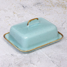 Масленка керамическая "Tiffany Blue" 16,5*13*7,8см