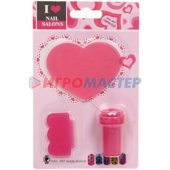 Набор для дизайна ногтей - стемпинг "VivA Manicur", пластина сердце, микс 4 цвета, 17*11см