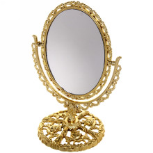 Зеркало настольное в пластиковой оправе "Версаль - Овал", цвет золото, двухстороннее, 30см