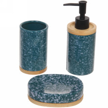 Набор для ванной из 3-х предметов керамический "Дюна" синий