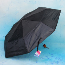 Зонт мужской механический "Ultramarine", коричневая ручка, цвет черный, 8 спиц, d-105см, длина в слож. виде 24см