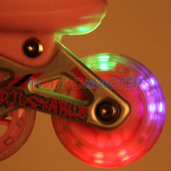 Коньки роликовые раздвижные Happy Star 136C, розовый, колеса ПВХ, размер M (34-38)