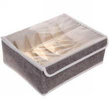 Кофр - органайзер для хранения вещей с прозрачной крышкой "УЮТДОМА", цвет серый, 6 отделений, 32*23*12см