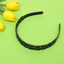 Ободок для волос пластиковый "Province - Linda", вензеля, цвет черный, 2,5 см ( подвес)