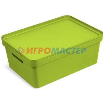 Контейнеры с крышками Коробка для хранения с крышкой "Фортуна", цвет оливковый, 38*28*15см