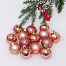 Новогодние шары 5 см (набор 24 шт) "Микс фактур", розовое золото