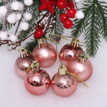 Новогодние шары 4 см (набор 6 шт) "Микс фактур", розовое золото