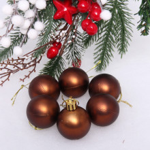 Новогодние шары 4 см (набор 6 шт) "Матовый", шоколад