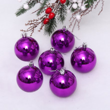 Новогодние шары 6 см (набор 6 шт) "Глянец", Фиолетовый (пакет)