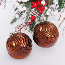 Новогодние шары 10 см (набор 2 шт) "Рельеф", шоколад