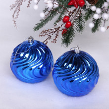 Новогодние шары 10 см (набор 2 шт) "Рельеф", синий