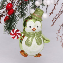 Ёлочная игрушка "Пингвин с леденцом" 10*6*11 см, зелёный