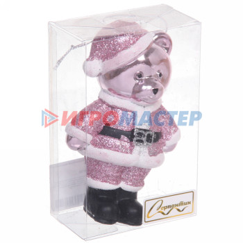 Ёлочная игрушка "Волшебный медвежонок" 8*5*12 см, розовый