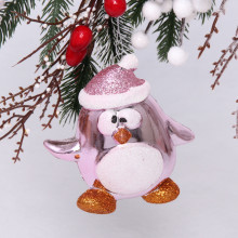 Ёлочная игрушка "Весёлый пингвинёнок" 11*6*11 см, розовый