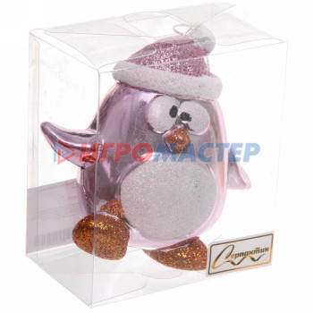 Ёлочная игрушка "Весёлый пингвинёнок" 11*6*11 см, розовый