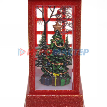 Сувенир с подсветкой Christmas "Телефонная будка - Ёлочка" 12,5х5,3х5,3 см