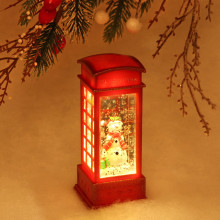 Сувенир с подсветкой Christmas "Телефонная будка - Сказочный Снеговик" 12,5х5,3х5,3 см