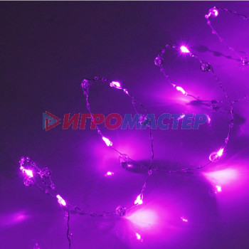 Гирлянда для дома "Льдинка" на батарейках 2,0 м 20 ламп LED, 3 реж, IP-20, Фиолетовый