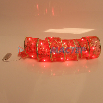 Гирлянда для дома ЛЕНТА ДЕКОРАТИВНАЯ "Морозные снежинки" 2,0 м, 6 см, 20 ламп LED (на батарейках), Красный (подсветка красный)