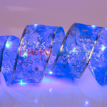 Гирлянда для дома ЛЕНТА ДЕКОРАТИВНАЯ "Морозные снежинки" 2,0 м, 6 см, 20 ламп LED (на батарейках), Синий (подсветка синий)